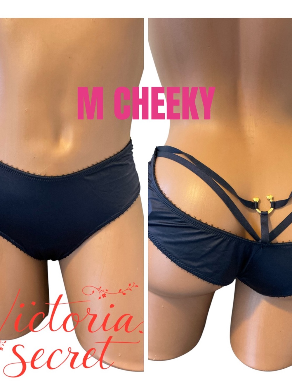 Victoria's Secret Black Cheeky low rise with Strappy Back